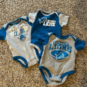 NFL Detroit Lions Set of 3 Onesies 0-3 months